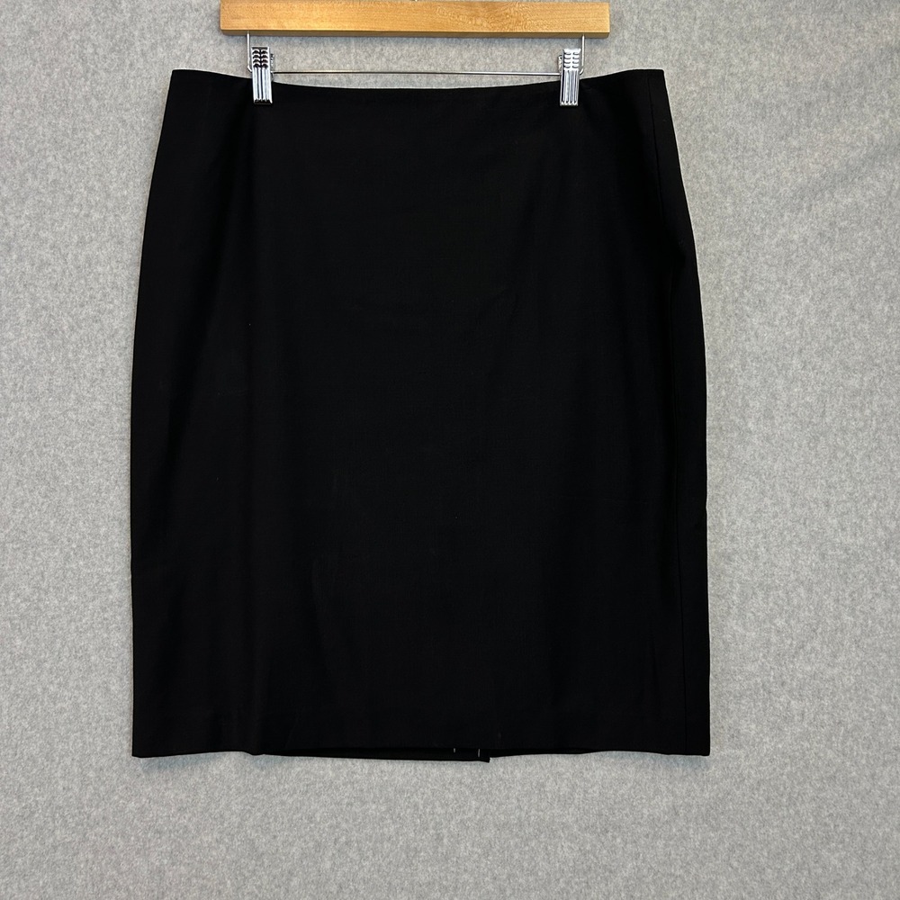 Talbots Size 16 Solid Black Wool Pencil Skirt Classic Knee Length Office NWT